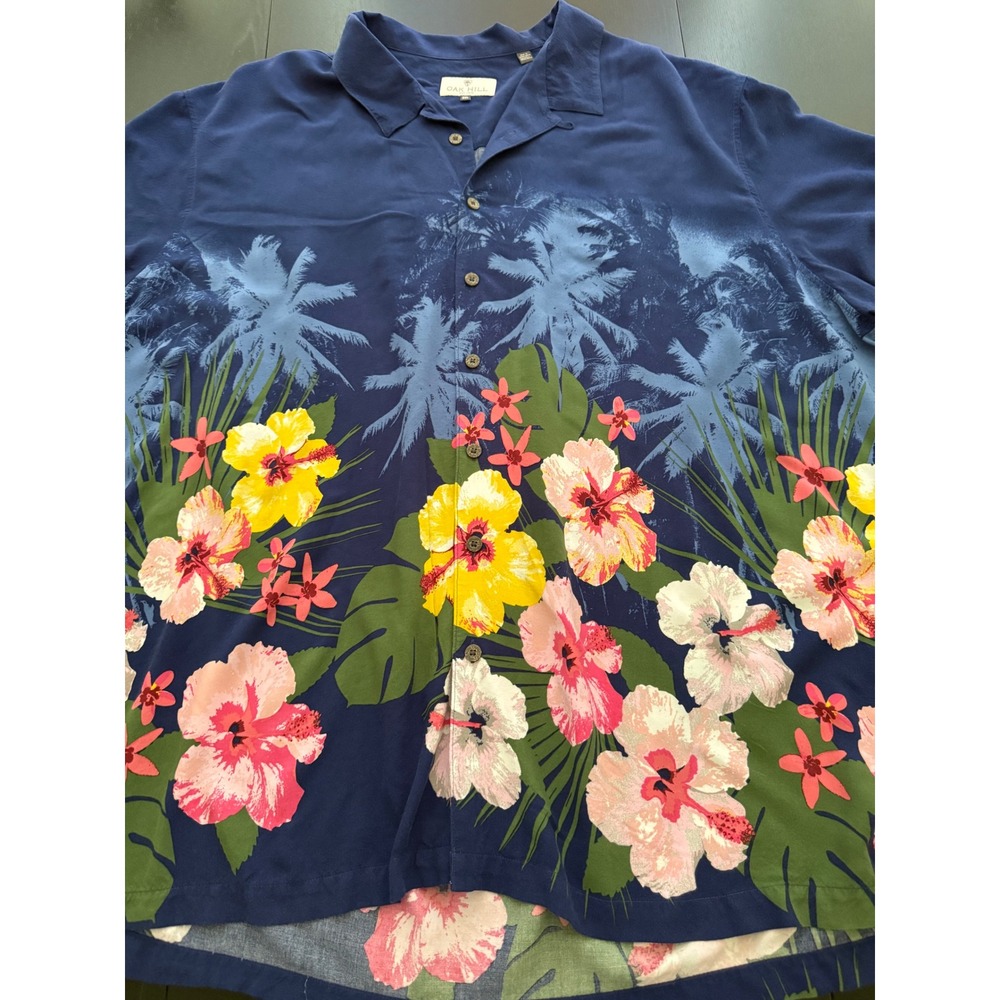 Oak Hill Resort Camp Shirt Men 3XL Blue Hawaiian Loop Collar SS Casual Button-Up - Picture 5 of 11